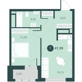 43,3 м², 1-комнатная квартира 5 300 000 ₽ - изображение 40