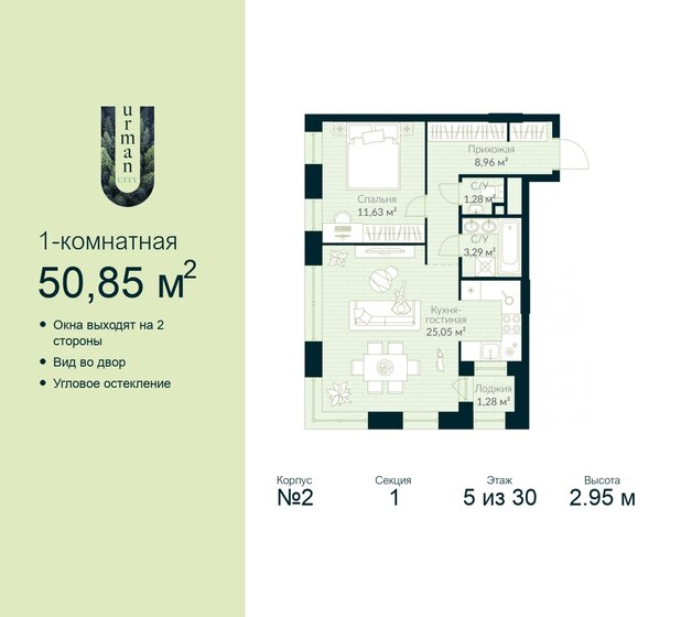 50,9 м², 1-комнатная квартира 7 327 536 ₽ - изображение 42