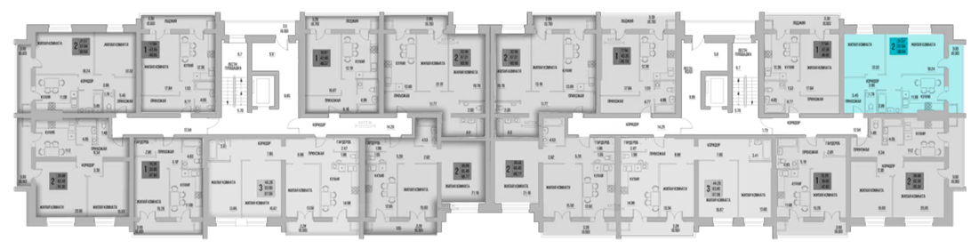 Квартира 60,8 м², 2-комнатная - изображение 1