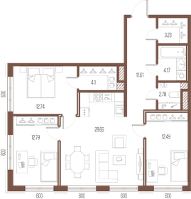 Квартира 92,6 м², 3-комнатная - изображение 1