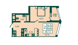 48,2 м², 1-комнатная квартира 7 330 960 ₽ - изображение 15