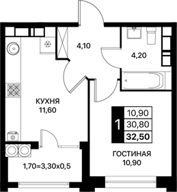 32,4 м², 1-комнатная квартира 4 325 400 ₽ - изображение 33