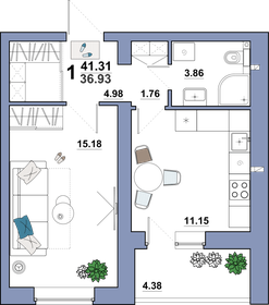 42,3 м², 1-комнатная квартира 4 100 000 ₽ - изображение 53