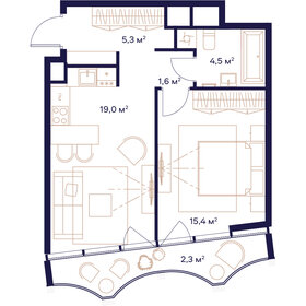 42,2 м², 1-комнатная квартира 23 300 000 ₽ - изображение 128