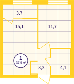 Квартира 36,1 м², 1-комнатная - изображение 2