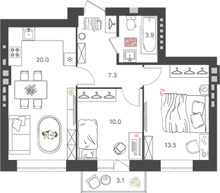 60,3 м², 2-комнатная квартира 8 294 265 ₽ - изображение 12
