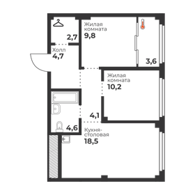 54,6 м², 2-комнатная квартира 4 400 000 ₽ - изображение 64