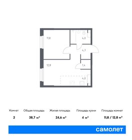 Квартира 38,7 м², 1-комнатная - изображение 1