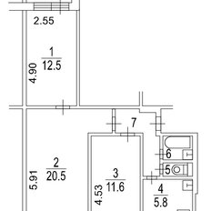 Квартира 58,2 м², 3-комнатная - изображение 2