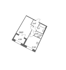 Квартира 42,6 м², 1-комнатная - изображение 1