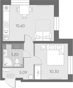 Квартира 34,2 м², 1-комнатная - изображение 1