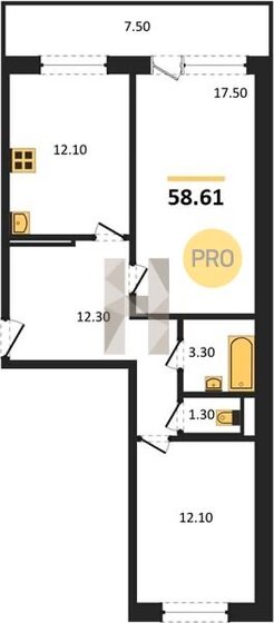 59 м², 2-комнатная квартира 6 100 000 ₽ - изображение 37
