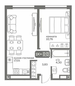 Квартира 35,9 м², 1-комнатная - изображение 1