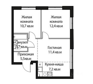 Квартира 51,1 м², 3-комнатная - изображение 1