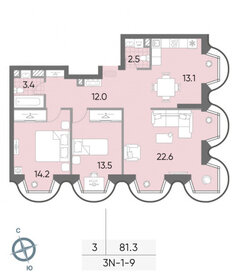 Квартира 81,3 м², 3-комнатная - изображение 1