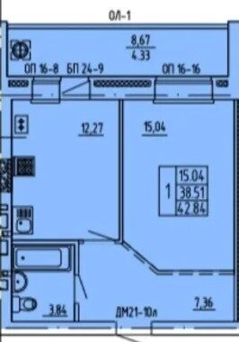 43 м², 1-комнатная квартира 4 700 000 ₽ - изображение 1