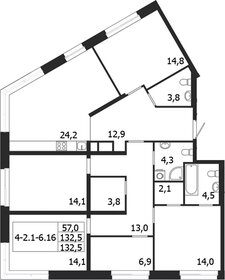 Квартира 132,5 м², 4-комнатная - изображение 1