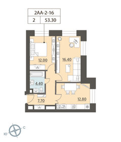 Квартира 53,3 м², 2-комнатная - изображение 1