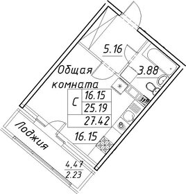 Квартира 27,4 м², студия - изображение 1