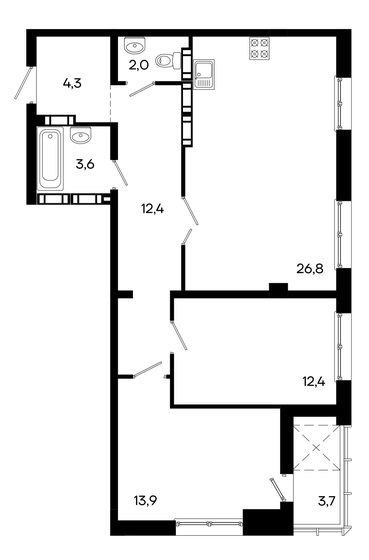 79,1 м², 2-комнатная квартира 12 260 500 ₽ - изображение 1