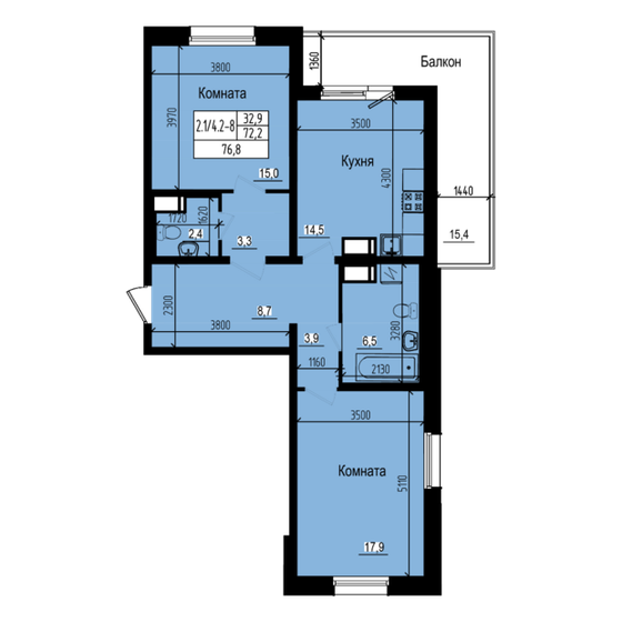 76,8 м², 2-комнатная квартира 14 504 704 ₽ - изображение 1
