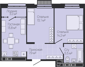 62,2 м², 2-комнатная квартира 15 052 400 ₽ - изображение 19