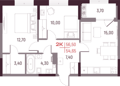 73,2 м², 2-комнатная квартира 6 990 000 ₽ - изображение 68
