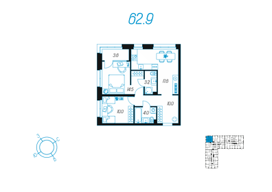 73,2 м², 2-комнатная квартира 9 319 633 ₽ - изображение 32