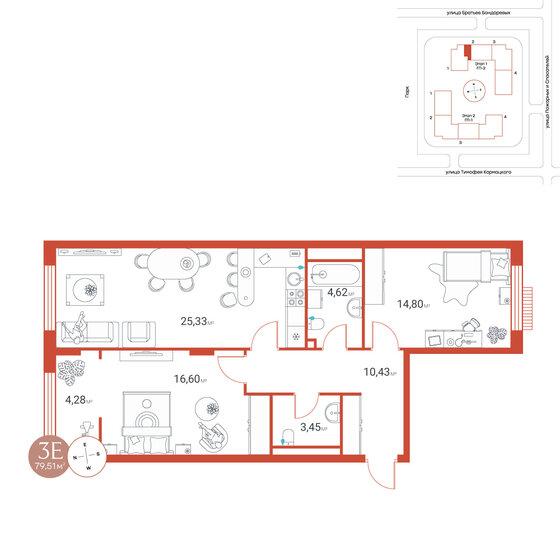 79,5 м², 3-комнатная квартира 10 980 000 ₽ - изображение 1