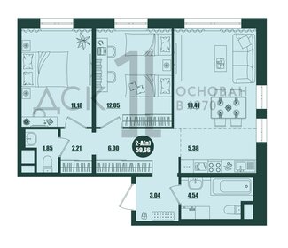 60,4 м², 2-комнатная квартира 6 700 000 ₽ - изображение 83