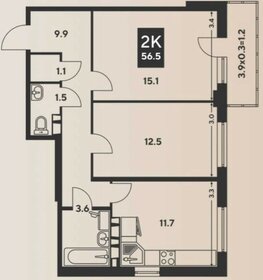 Квартира 56,6 м², 2-комнатная - изображение 5