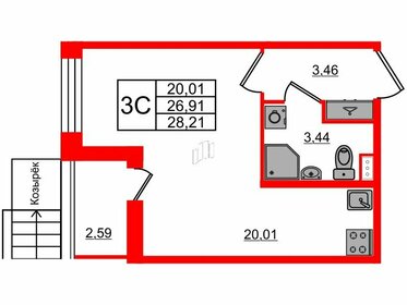 Квартира 26,9 м², студия - изображение 1