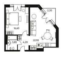 47,1 м², 2-комнатные апартаменты 17 882 700 ₽ - изображение 1