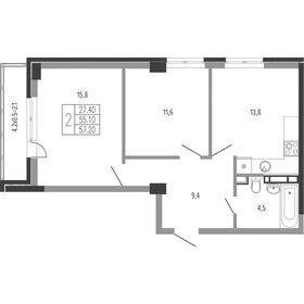 57,2 м², 2-комнатная квартира 12 431 276 ₽ - изображение 19