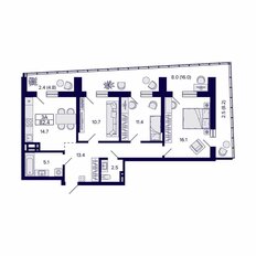 Квартира 86,8 м², 3-комнатная - изображение 2