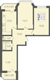 Квартира 73,2 м², 3-комнатная - изображение 1