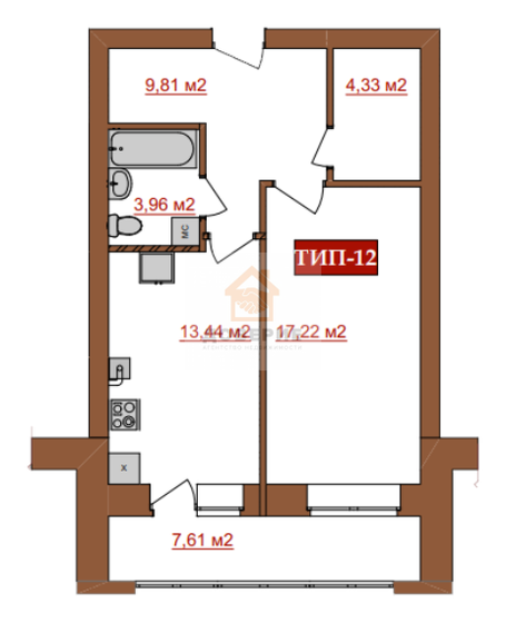 52,6 м², 1-комнатная квартира 6 307 200 ₽ - изображение 1