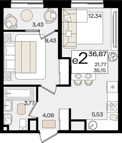 38,4 м², 2-комнатная квартира 11 063 032 ₽ - изображение 26