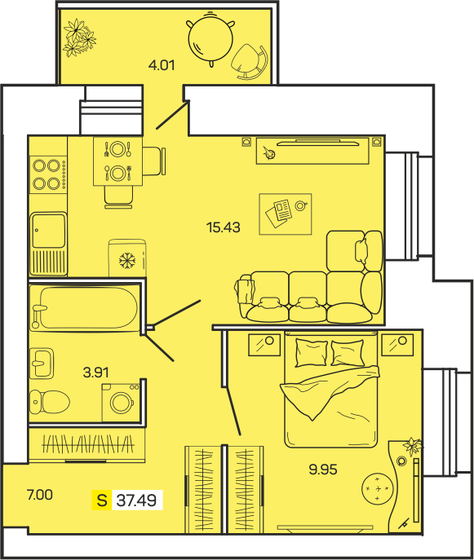 37,5 м², 1-комнатная квартира 6 929 066 ₽ - изображение 25