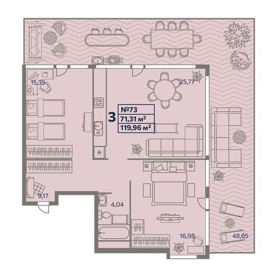 120 м², 3-комнатные апартаменты 17 994 000 ₽ - изображение 1