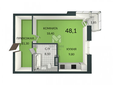 Квартира 48,1 м², студия - изображение 1