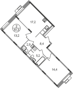 61,5 м², 2-комнатная квартира 16 733 543 ₽ - изображение 94