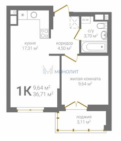 Квартира 36,7 м², 1-комнатная - изображение 1