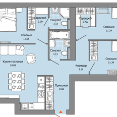 Квартира 84 м², 3-комнатная - изображение 2