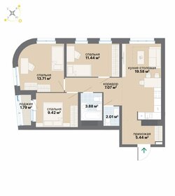 Квартира 74,3 м², 3-комнатная - изображение 1