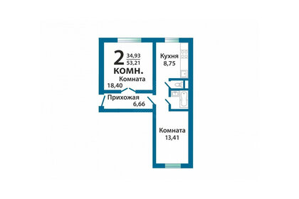 50,7 м², 2-комнатная квартира 4 500 000 ₽ - изображение 66