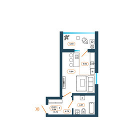 Квартира 32,5 м², студия - изображение 1