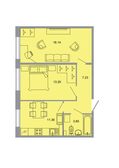 52,8 м², 2-комнатная квартира 7 761 600 ₽ - изображение 15