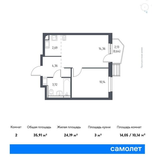 35,9 м², 1-комнатная квартира 8 107 034 ₽ - изображение 28