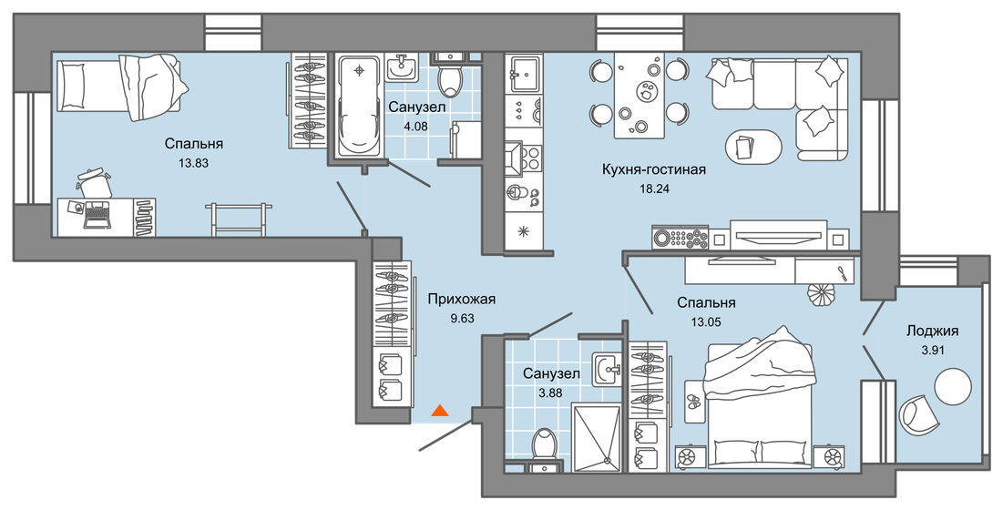 65 м², 3-комнатная квартира 8 749 851 ₽ - изображение 1